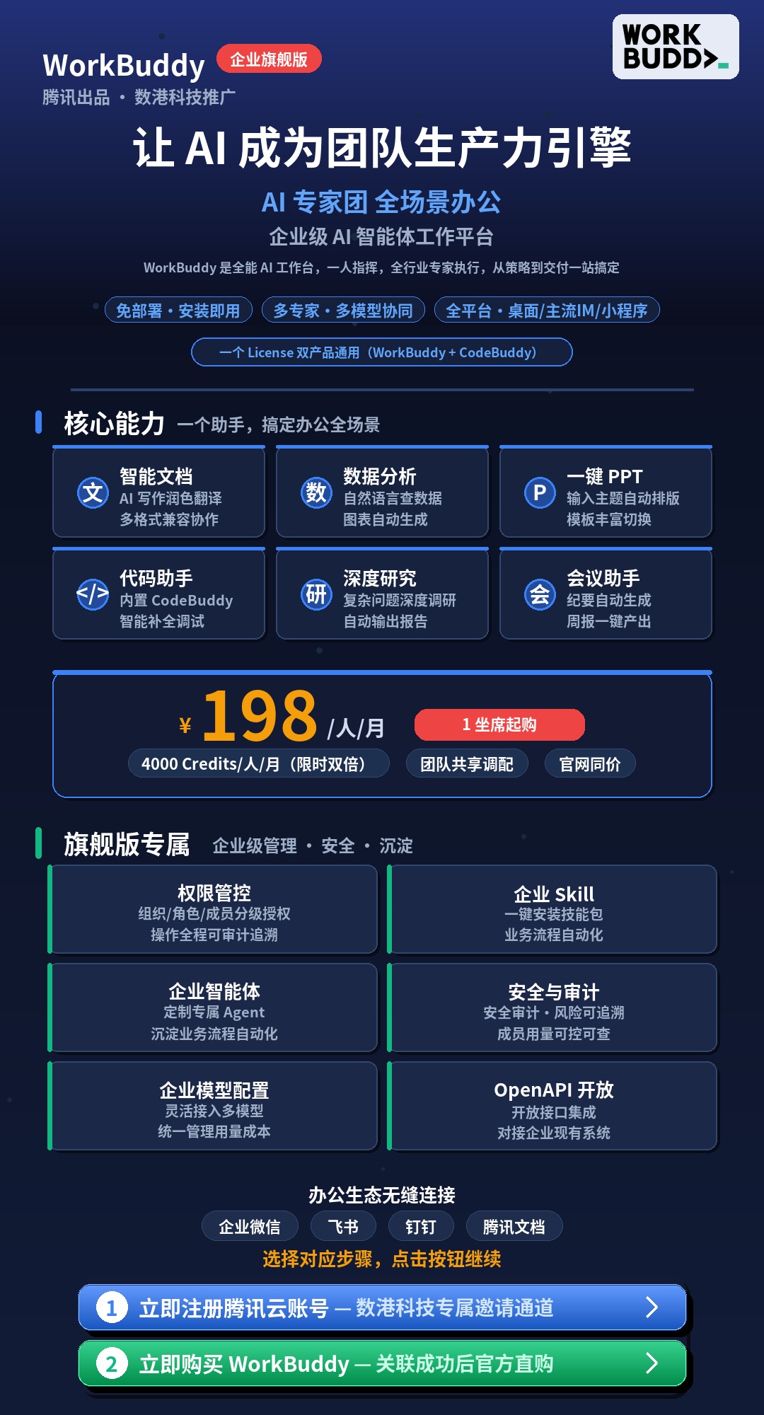 WorkBuddy 企业旗舰版 —— 让 AI 成为团队生产力引擎